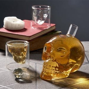 Glass Skull Decanter Set